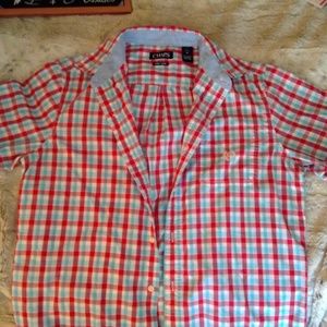 Chaps Embroidered Checkered Size M Button Up